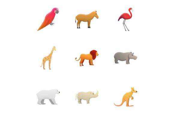 Download Tropical Animals Icon Set, Cartoon Style - Premium Resources