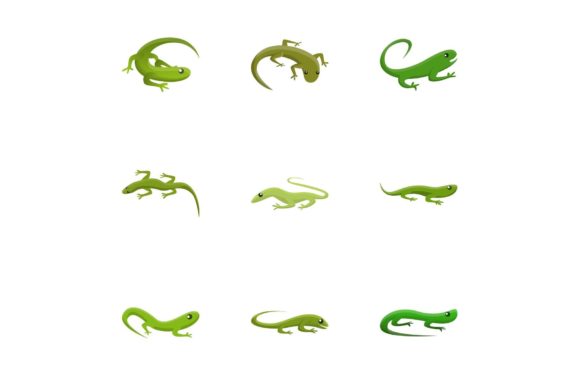 Download Tropical Lizard Icon Set, Cartoon Style - Premium Resources